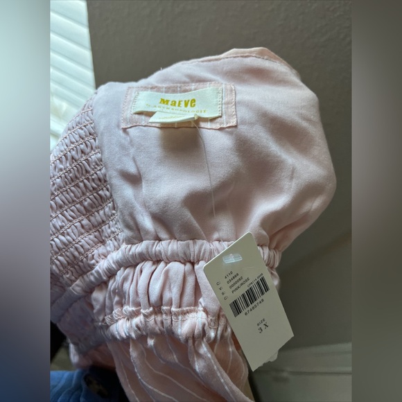 NWT  Anthropologie x Maeve Pink Maeve Shirred Pullover Striped Tank - Picture 3 of 3